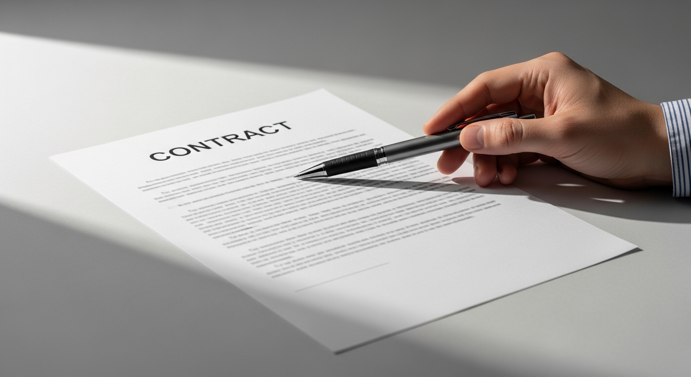 Contrat d'assurance déménagement et stylo sur fond clair