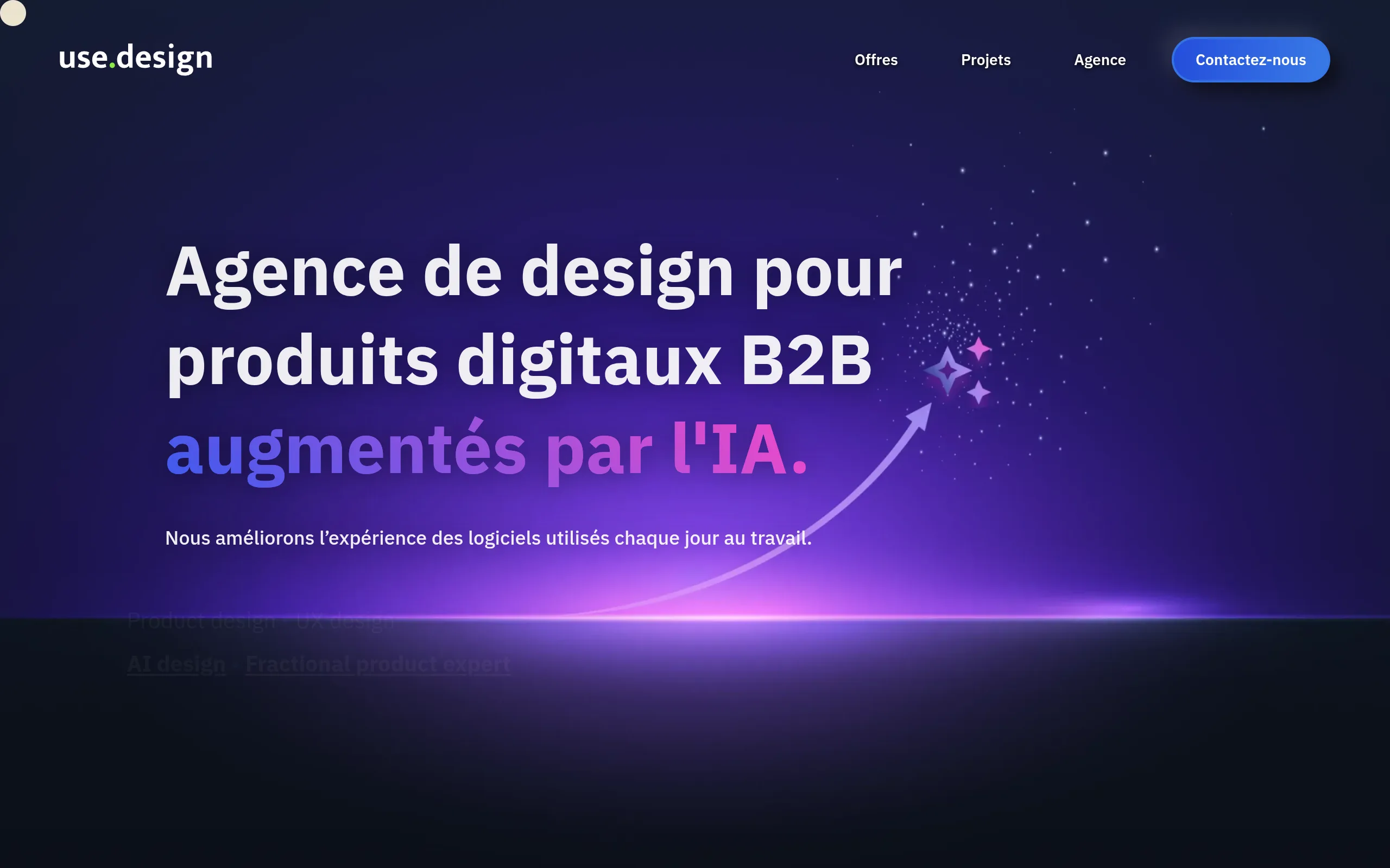 page d'accueil de l'agence de design UX/UI use.design pour produits B2B